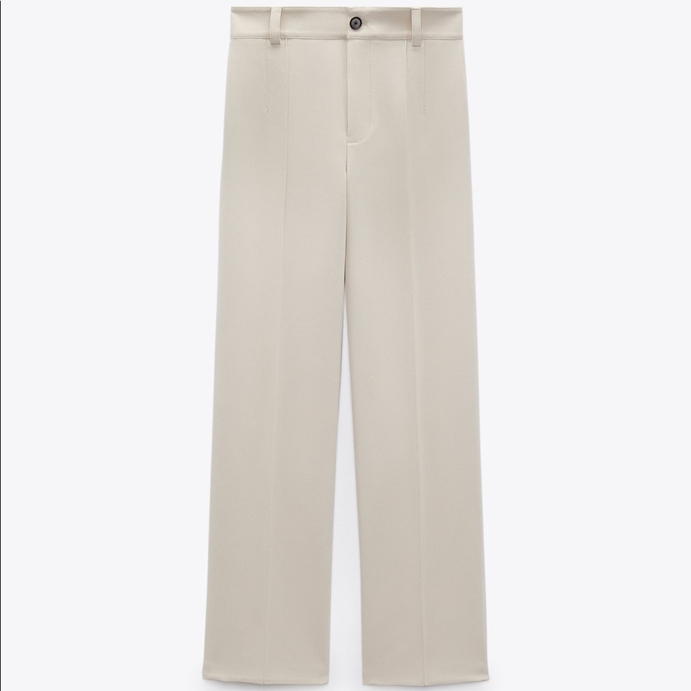 NWT ZARA Full Length Francoise Pant Trouser Ecru